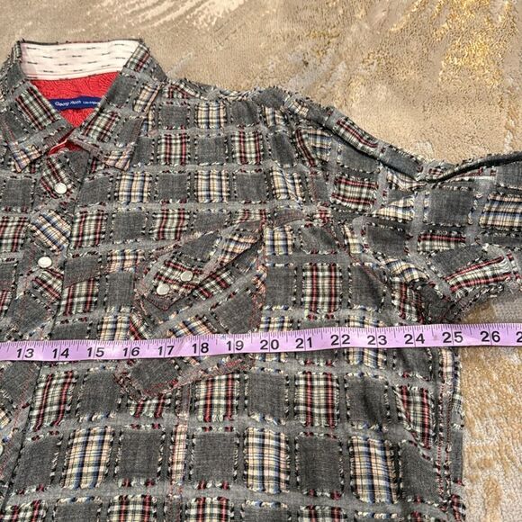 georg roth LA amazing patch work pearl snap button shirt size XXL grey - Picture 7 of 11